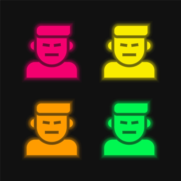 Harag négy szín izzó neon vektor ikon - Vektor, kép