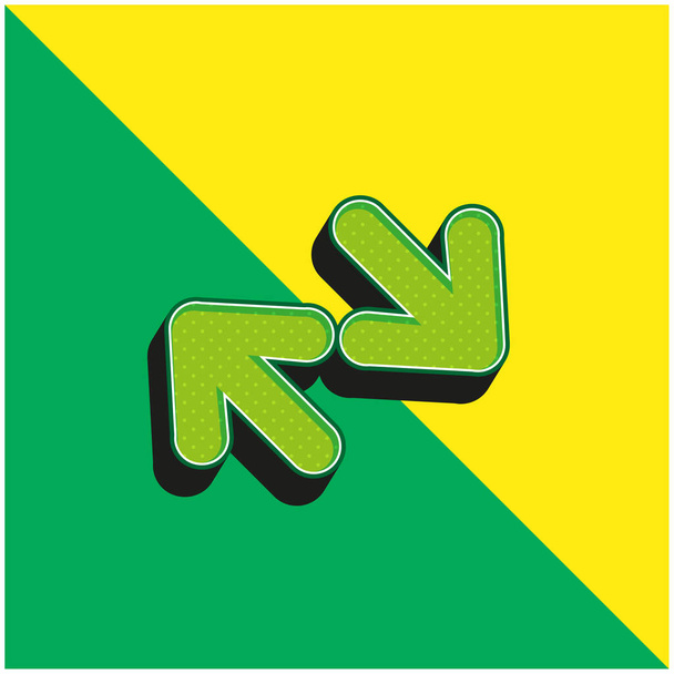 Βέλη Ζευγάρι Διαγώνια Απέναντι Πράσινο και κίτρινο σύγχρονο 3d διάνυσμα εικονίδιο λογότυπο - Διάνυσμα, εικόνα