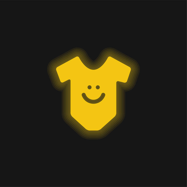 Baby Clothes yellow glowing neon icon - Vector, Image
