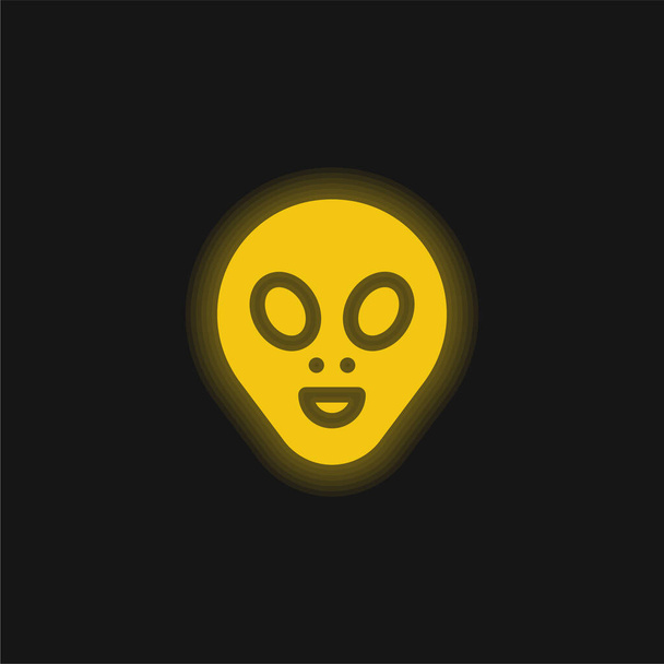 Alien yellow glowing neon icon - Vector, Image