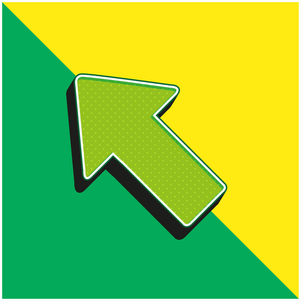 Nyíl rámutatva a bal felső Zöld és sárga modern 3D vektor ikon logó - Vektor, kép