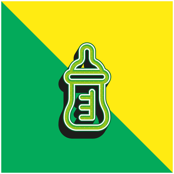 Baby Bottle Green and yellow modern 3d vector icon logo - Vector, Image
