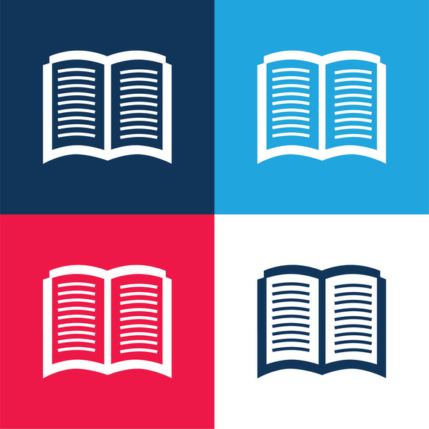 Kirja avattu Symbol sininen ja punainen nelivärinen minimaalinen kuvakesarja - Vektori, kuva