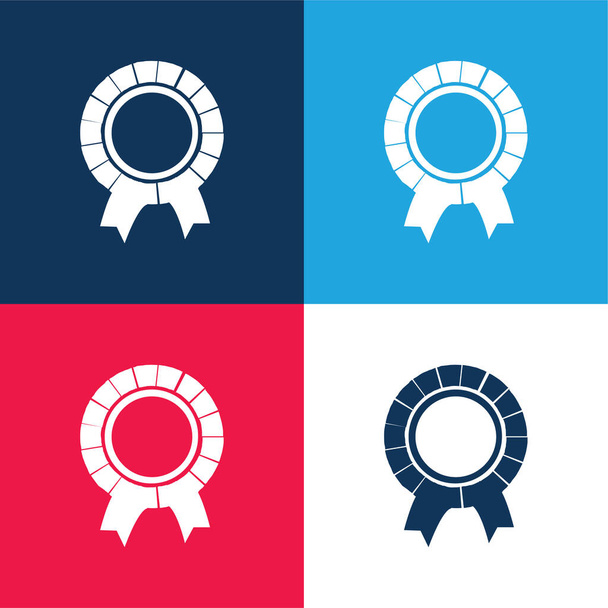 Award Badge bleu et rouge ensemble d'icônes minimes quatre couleurs - Vecteur, image