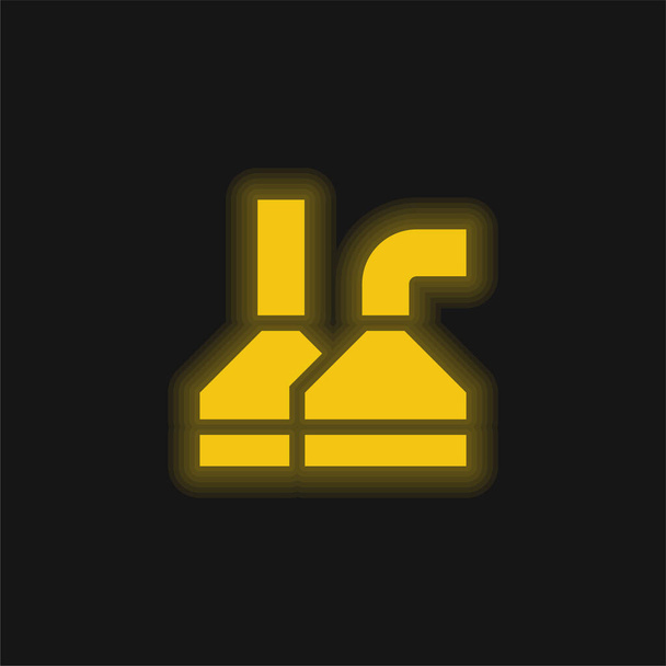 Sörfőzde sárga izzó neon ikon - Vektor, kép