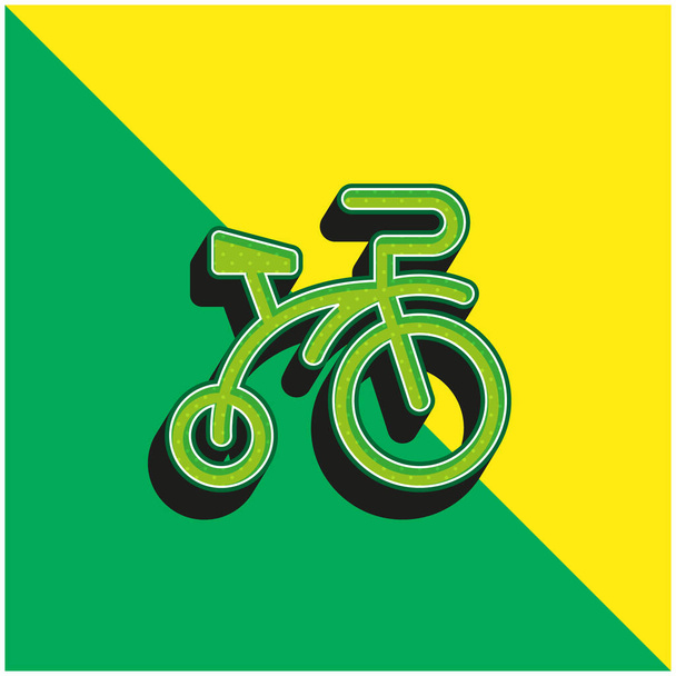 Bicicleta Verde e amarelo moderno logotipo vetor 3d ícone - Vetor, Imagem