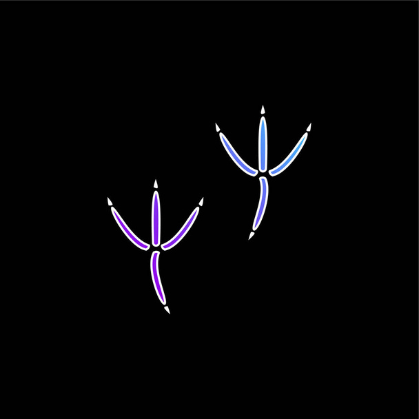 Pawprints Pássaro ícone do vetor gradiente azul - Vetor, Imagem