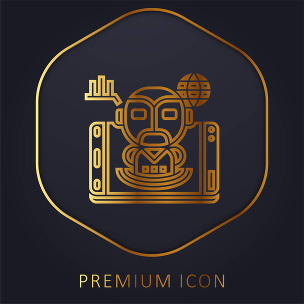 Intelligence artificielle ligne d'or logo premium ou icône - Vecteur, image