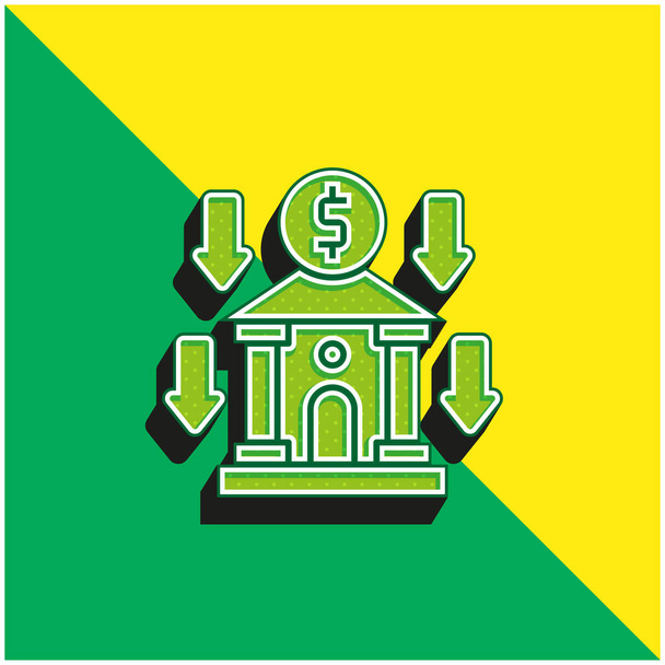 Bank Groen en geel modern 3D vector pictogram logo - Vector, afbeelding