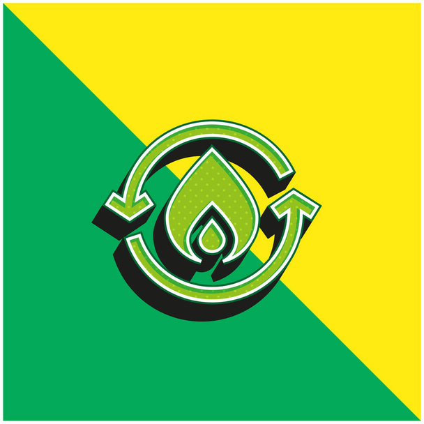 Bio Energy Verde e amarelo moderno logotipo vetor 3d ícone - Vetor, Imagem