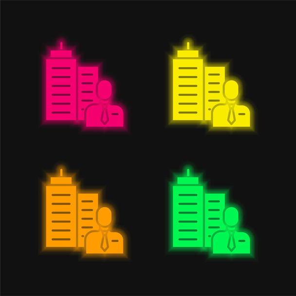 Бос чотири кольори, що світяться неоном Векторна піктограма
 - Вектор, зображення