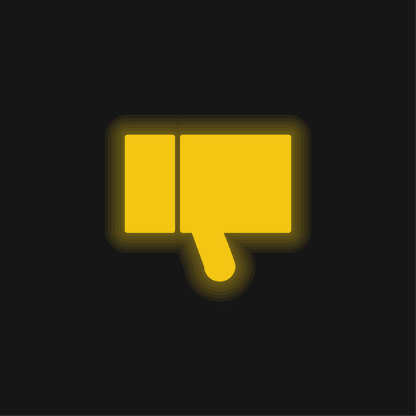 Fekete hüvelykujj lefelé sárga izzó neon ikon - Vektor, kép