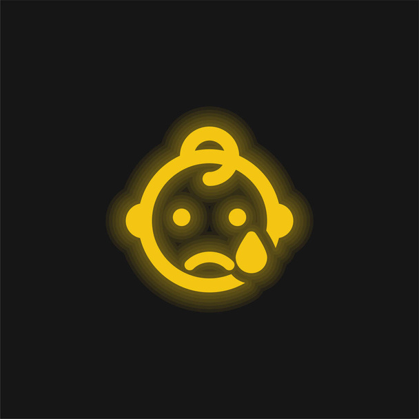 Baby geel gloeiende neon pictogram - Vector, afbeelding