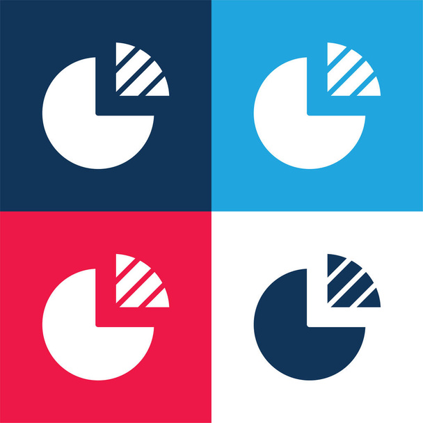 Analytics niebieski i czerwony zestaw czterech kolorów minimalny zestaw ikon - Wektor, obraz