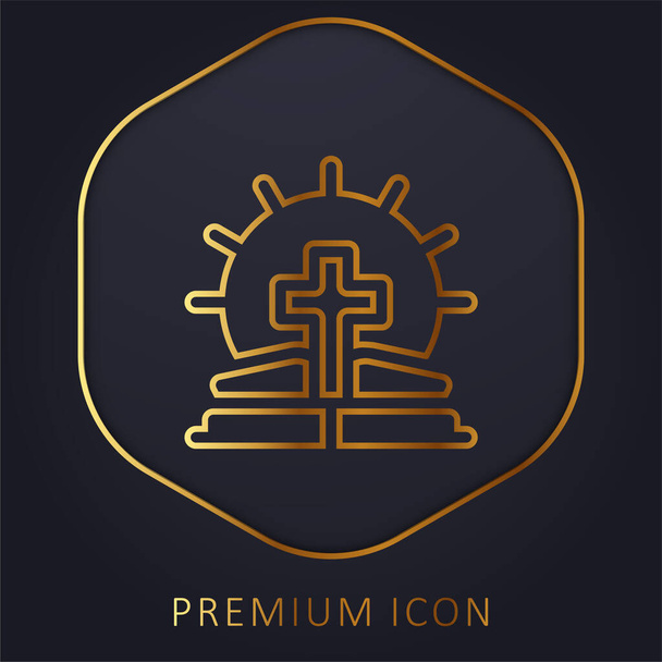 Biblia línea de oro logotipo premium o icono - Vector, Imagen