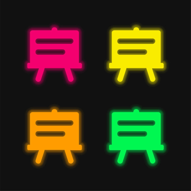 Blackboard τεσσάρων χρωμάτων λαμπερό εικονίδιο διάνυσμα νέον - Διάνυσμα, εικόνα