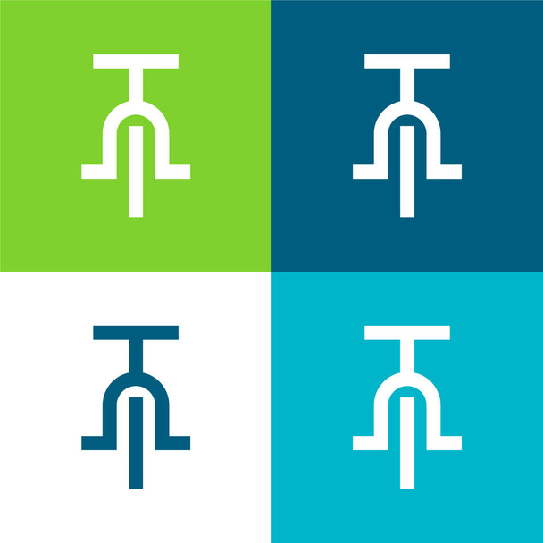 Bicicletta piatto quattro colori minimo set di icone - Vettoriali, immagini