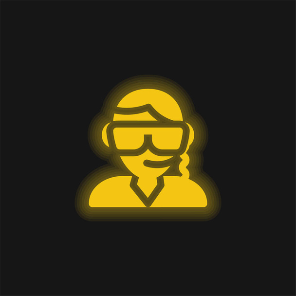 Bodyguard žlutá zářící neonová ikona - Vektor, obrázek