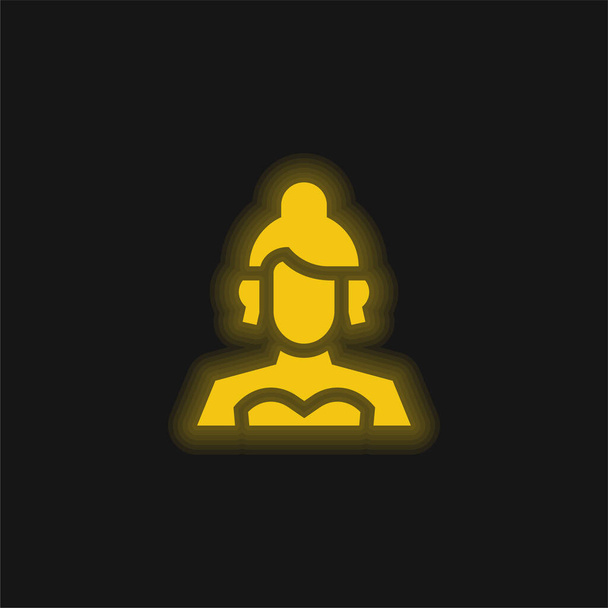 Actrice geel gloeiende neon icoon - Vector, afbeelding