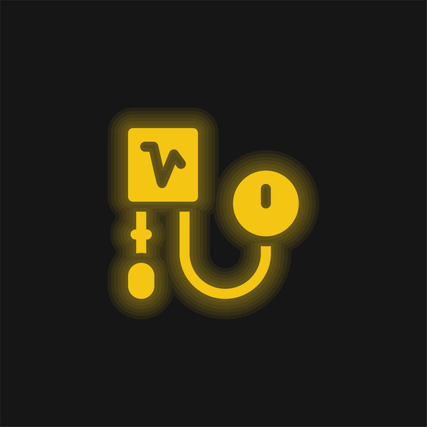 Blood Pressure yellow glowing neon icon - Vector, Image