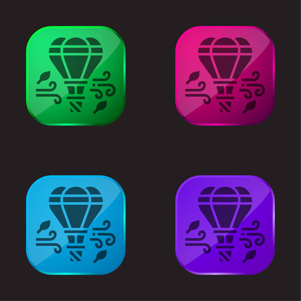 Léggömb négy színű üveg gomb ikon - Vektor, kép