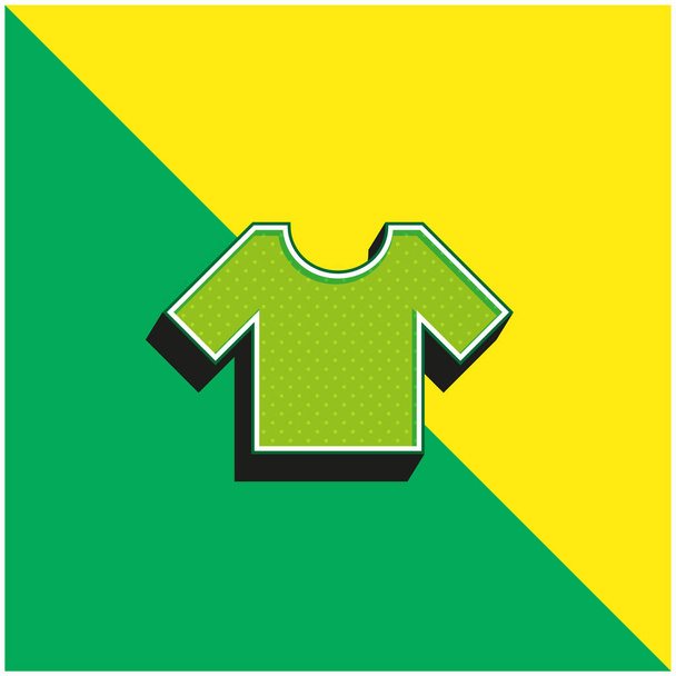 T-shirt basique Logo vectoriel 3D moderne vert et jaune - Vecteur, image