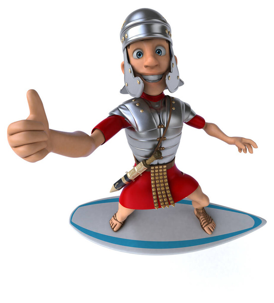 Diversión 3D de dibujos animados soldado romano surf - Foto, imagen