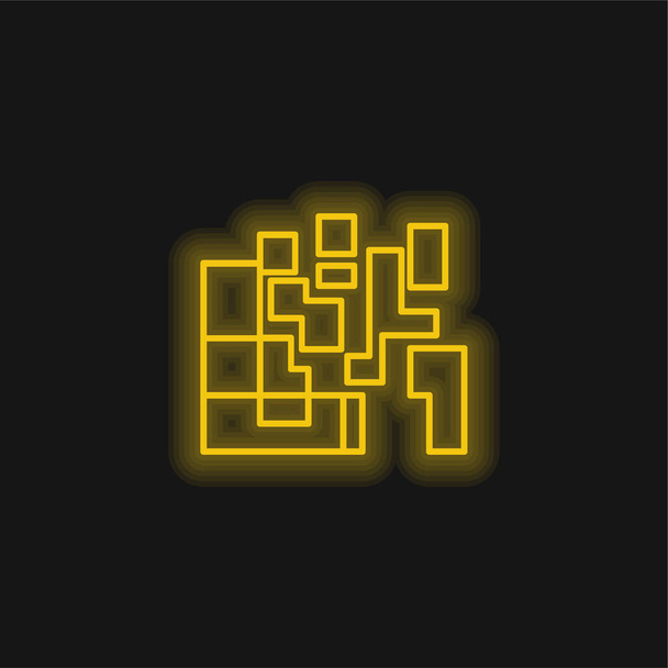 Artistic Squares yellow glowing neon icon - Vector, Image