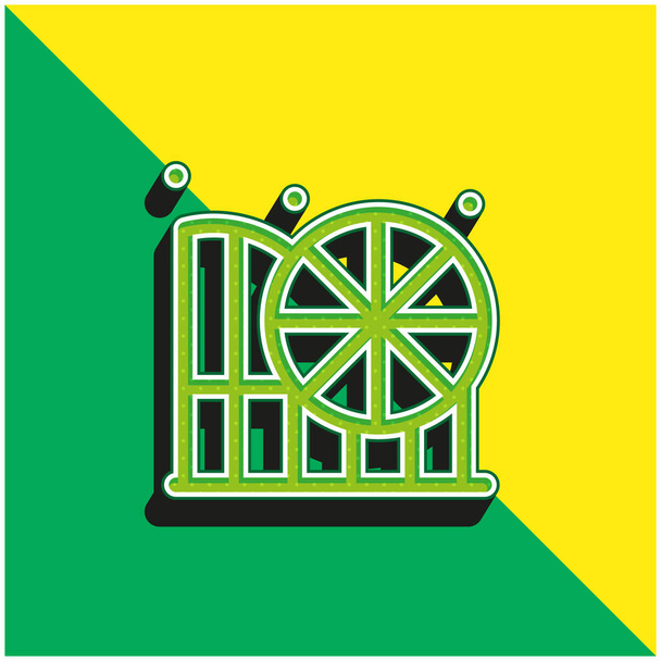 Parque de atracciones verde y amarillo moderno vector 3d icono del logotipo - Vector, imagen