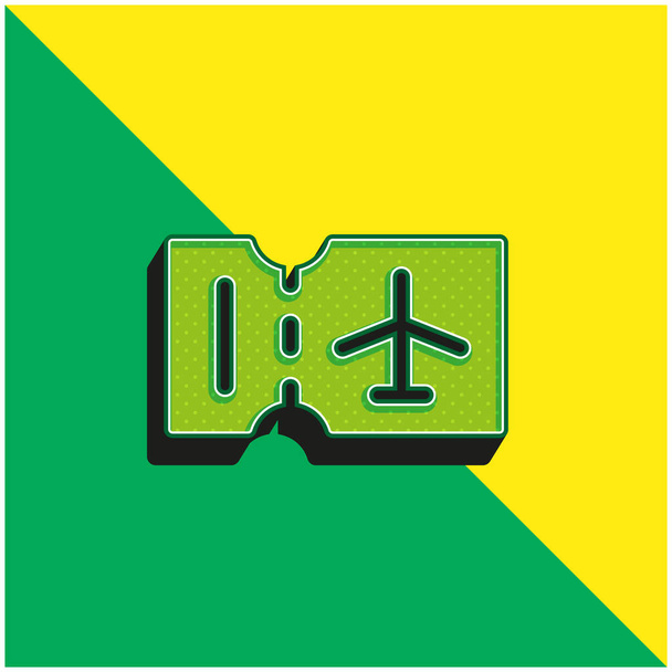 Boarding Pass Grünes und gelbes modernes 3D-Vektorsymbol-Logo - Vektor, Bild