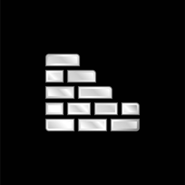 Brick Wall verzilverd metalen icoon - Vector, afbeelding