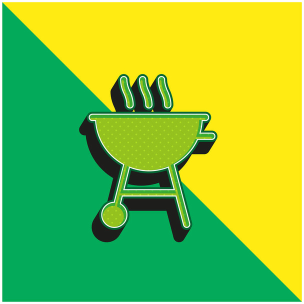 Bbq Zielone i żółte nowoczesne logo wektora 3D - Wektor, obraz