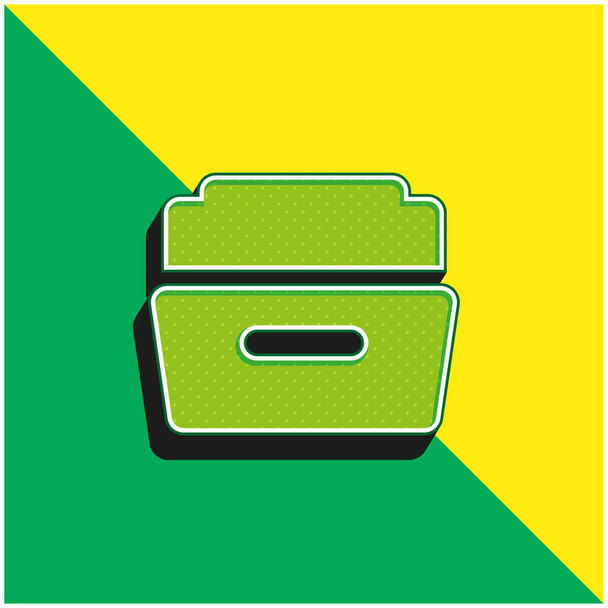Großer offener Ordner Grünes und gelbes modernes 3D-Vektorsymbol-Logo - Vektor, Bild