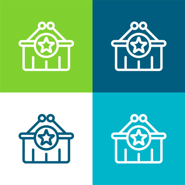Set di icone minimali piatte a quattro colori - Vettoriali, immagini
