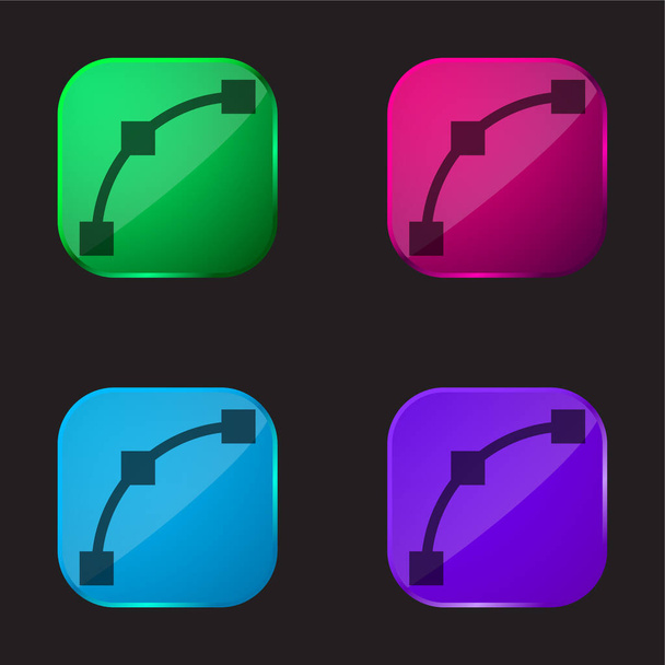 Αψίδα τέσσερις εικονίδιο κουμπί γυαλί χρώμα - Διάνυσμα, εικόνα
