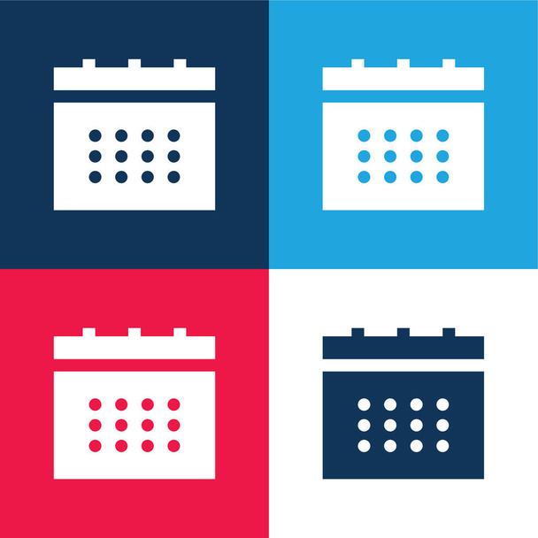 Ensemble annuel d'icônes minimales bleu et rouge à quatre couleurs - Vecteur, image