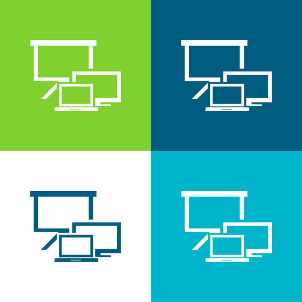 All Screens Sizes Symbol Flat four color minimal icon set - Vector, Image