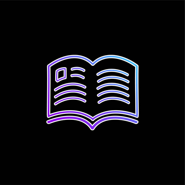 Book Hand Drawn Open Pages blue gradient vector icon - Vector, Image