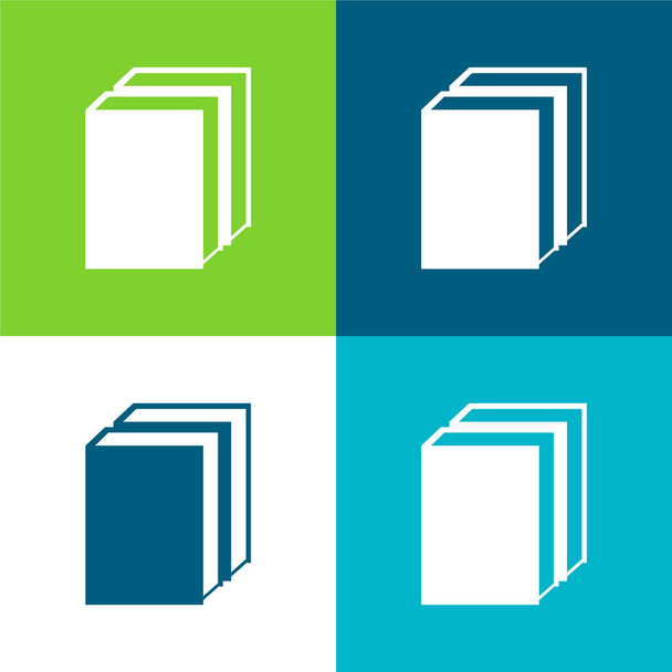 Books Flat four color minimal icon set - Vector, Image