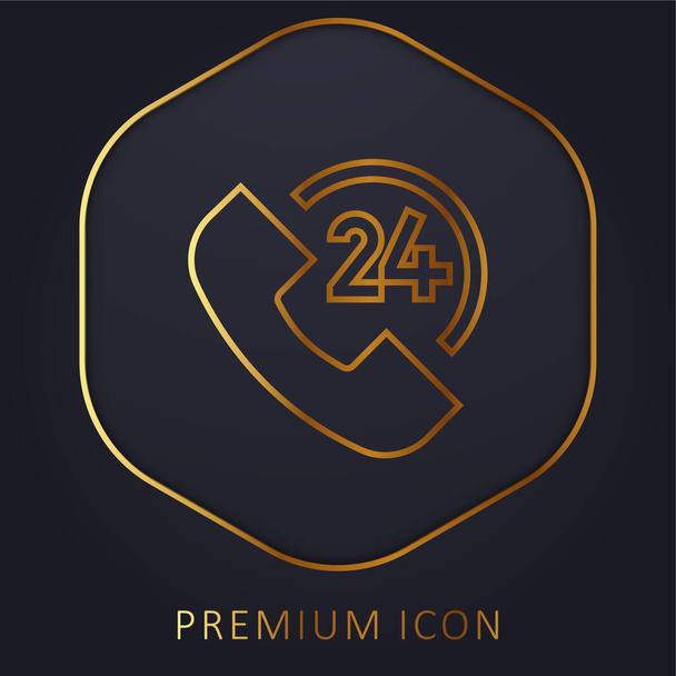24 Horas línea de oro logotipo premium o icono - Vector, imagen