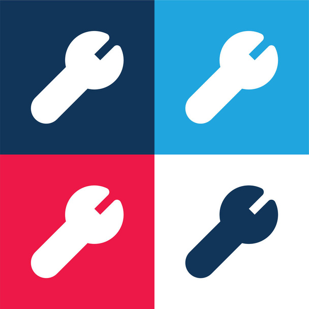 Réglage bleu et rouge ensemble d'icônes minimes quatre couleurs - Vecteur, image