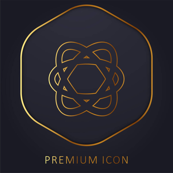 Atom gouden lijn premium logo of pictogram - Vector, afbeelding