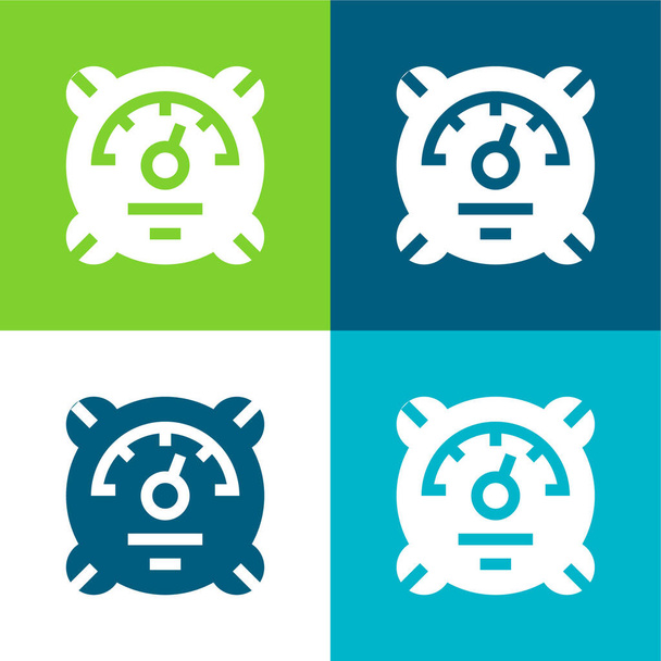Baromètre Ensemble d'icônes minimal plat à quatre couleurs - Vecteur, image