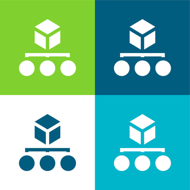 Algoritmo Set di icone minime a quattro colori piatte - Vettoriali, immagini