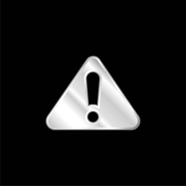 Signo de alerta plateado icono metálico - Vector, Imagen