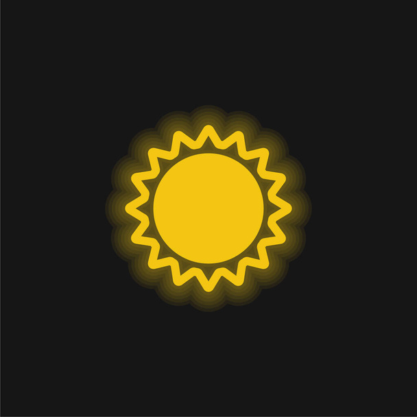 Затмение желтый светящийся неоновый значок - Вектор,изображение