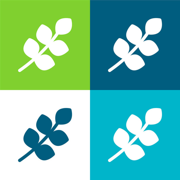 Branch Flat cztery kolory minimalny zestaw ikon - Wektor, obraz