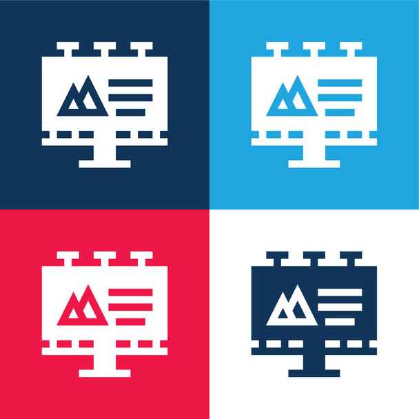 tabellone per le affissioni blu e rosso quattro colori set icona minima - Vettoriali, immagini