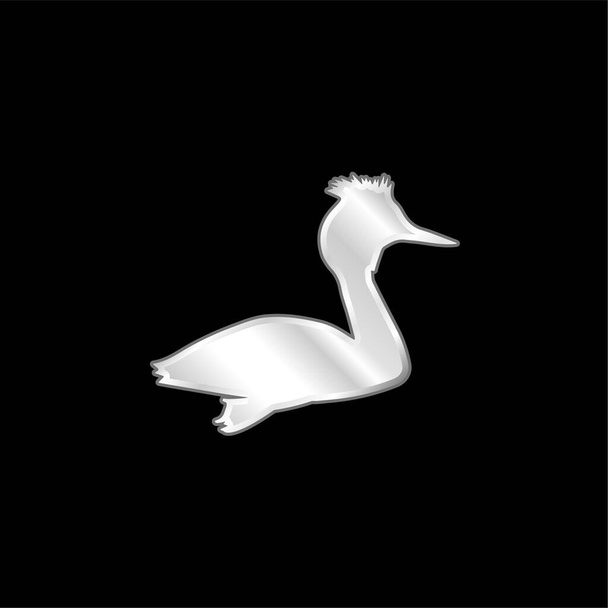 Серебристая икона в форме птичьего гриба - Вектор,изображение