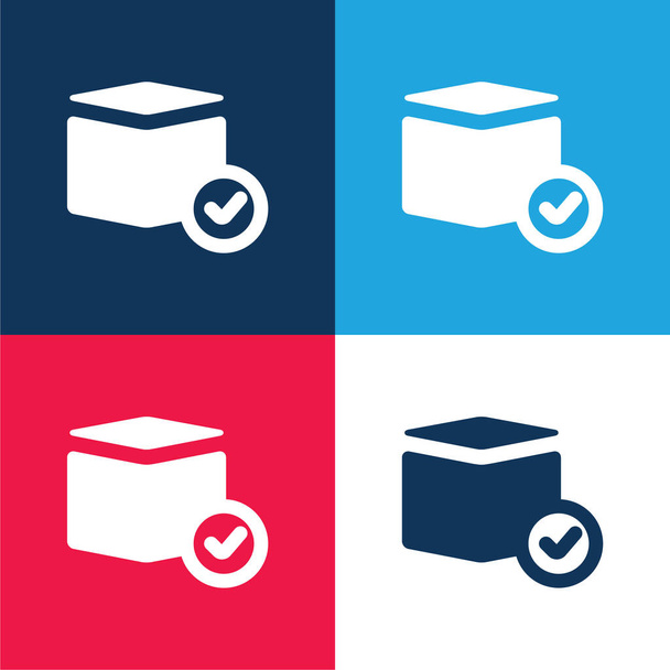 Box blue and red four color minimal icon set - Vector, Image